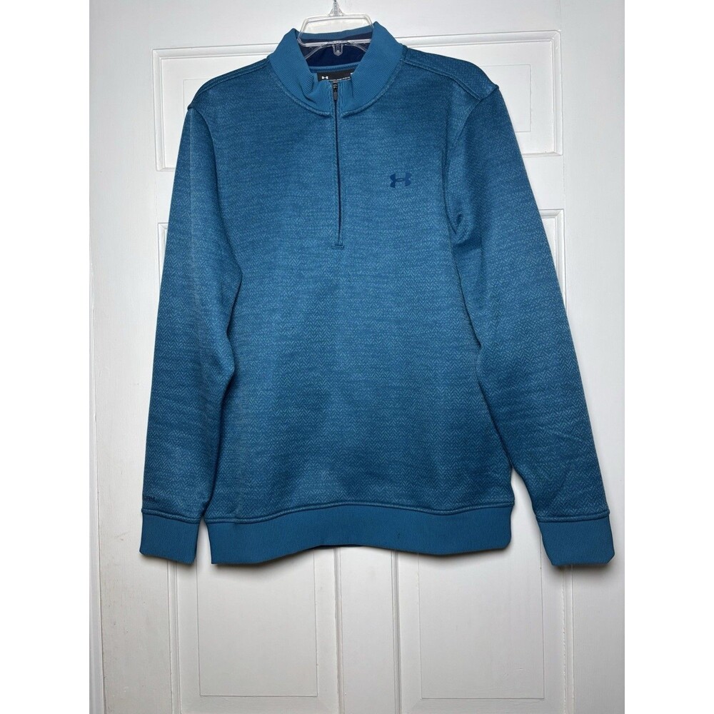 Under Armour ColdGear Men's M Blue Track Jacket 1/4 Zip Loose Kangaroo Pocket